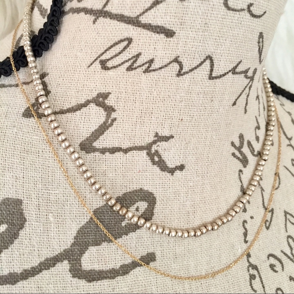 Sterling Silver Beaded Necklace 16"L